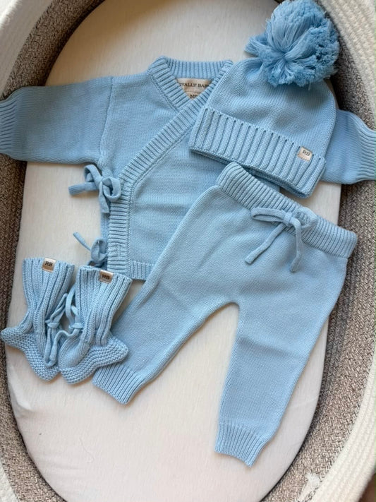 Baby Blue Kimono Pom Pom Pant Set
