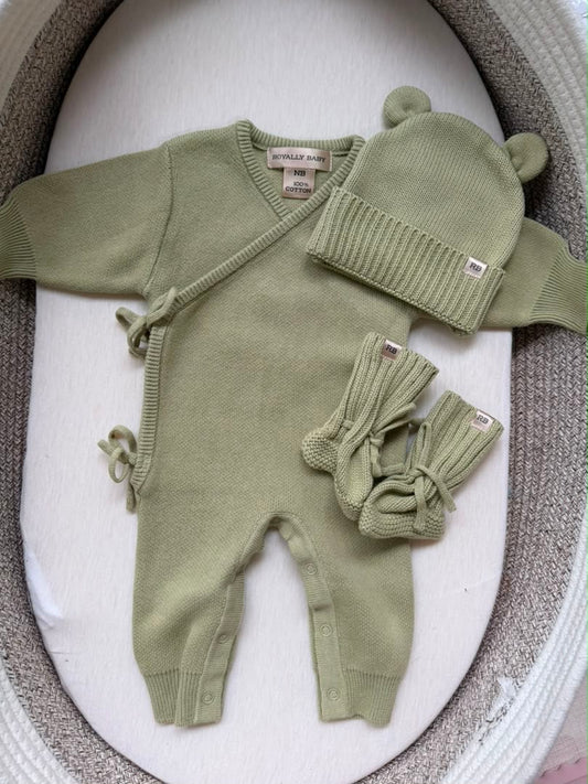 Soft Sage Kimono Romper Set - Long