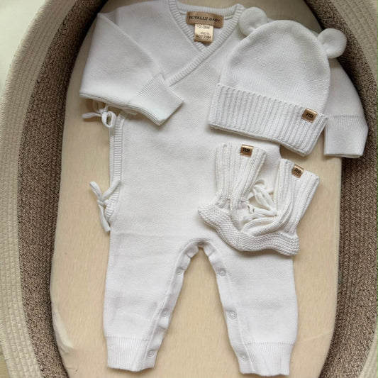Warm White Kimono Romper Set - Long