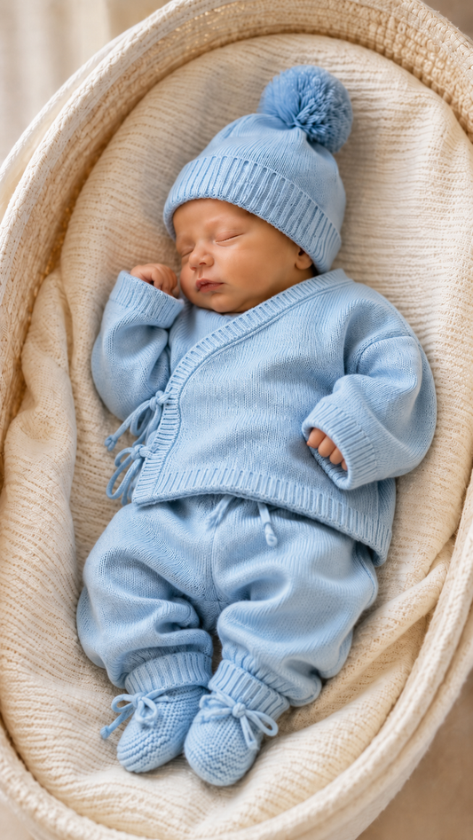 Baby Blue Kimono Pom Pom Pant Set