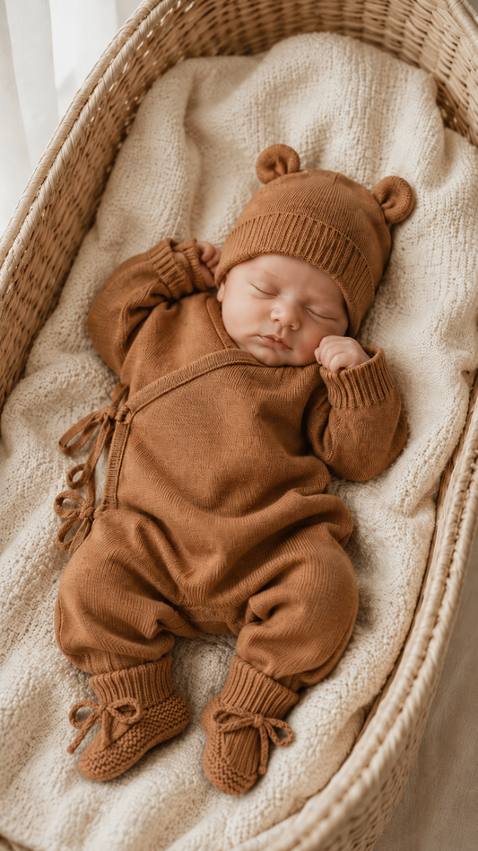 Teddy Brown Kimono Romper Set - Long
