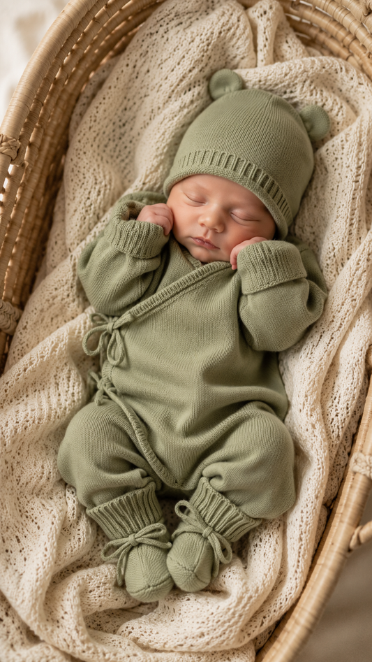 Soft Sage Kimono Romper Set - Long