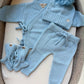 Baby Blue Kimono Pom Pom Pant Set