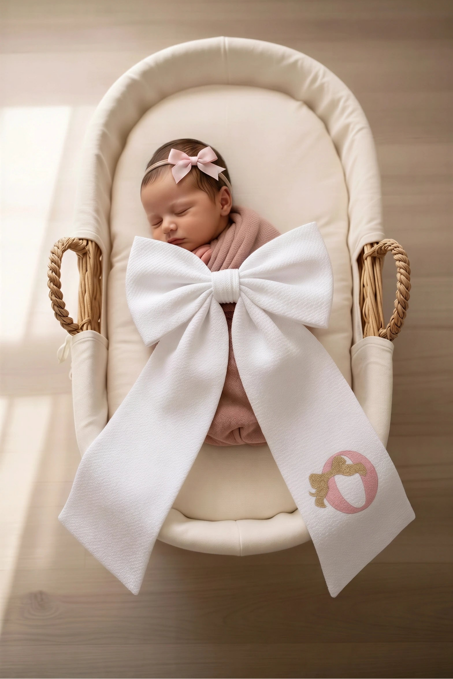 Royally Perfect Bow Sash with Golden Bows Metallic embroidery, pre-made bow detail