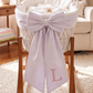 Royally Perfect Bow Sash with Floral Initial embroidery, pre-made bow detail