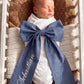 Royally Perfect Bow Sash with Full Name Newborn Embroidery, pre-made bow detail