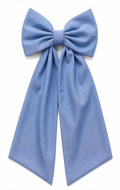 Personalized newborn name sash in blue pique cotton fabric with oversized bow, baby hospital announcement sash keepsake gift for newborn boy
