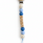 Personalized baby pacifier clip with Noah name beads in soft blue tones, a practical and thoughtful newborn gift