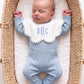 Baby Boy Embroidered Bib Trio, three soft cotton bibs with custom embroidery