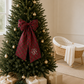 Monogrammed newborn sash in red plaid tartan fabric for Christmas photos