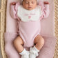 Baby Girl Embroidered Bib Trio, three soft cotton bibs with custom embroidery