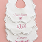 Personalized name bib from Baby Girl Embroidered Bib Trio