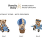 Royally Baby Nico embroidery chart showing available icon and thread options