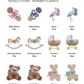 Collection of custom embroidered baby icons with labels for Royally Baby brand.