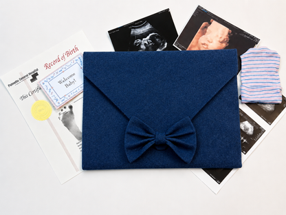Personalized keepsake envelope styled with baby milestone cards
