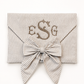 Personalized baby keepsake envelope, detail shot of magnetic closure and trim