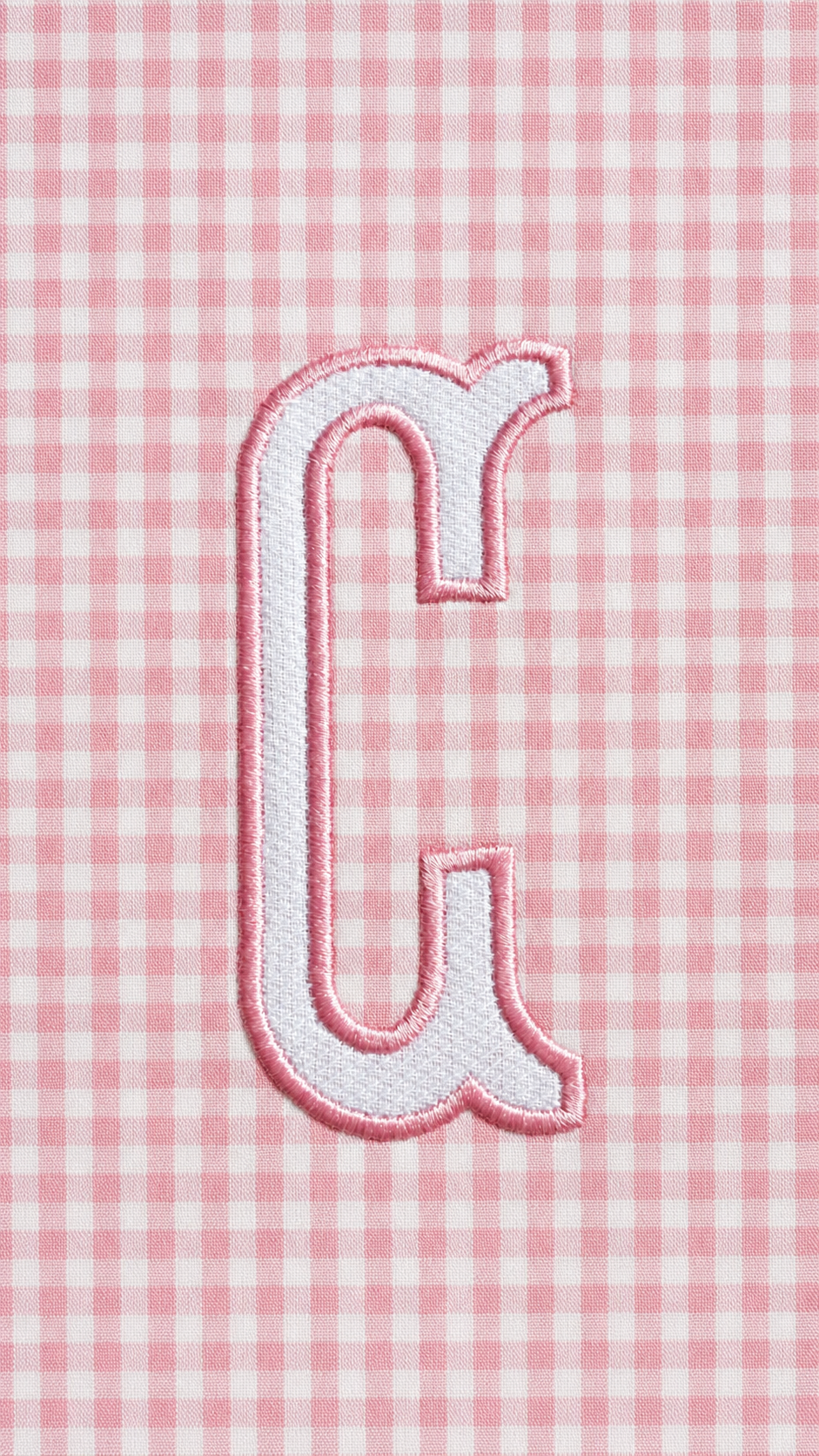 Lace Gingham Applique bow sash in blue, flat lay