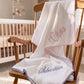 Muslin Gingham Trim Blanket in pink, custom embroidered with baby's name