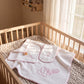 Muslin blanket detail from 3-piece pink gingham comfort set