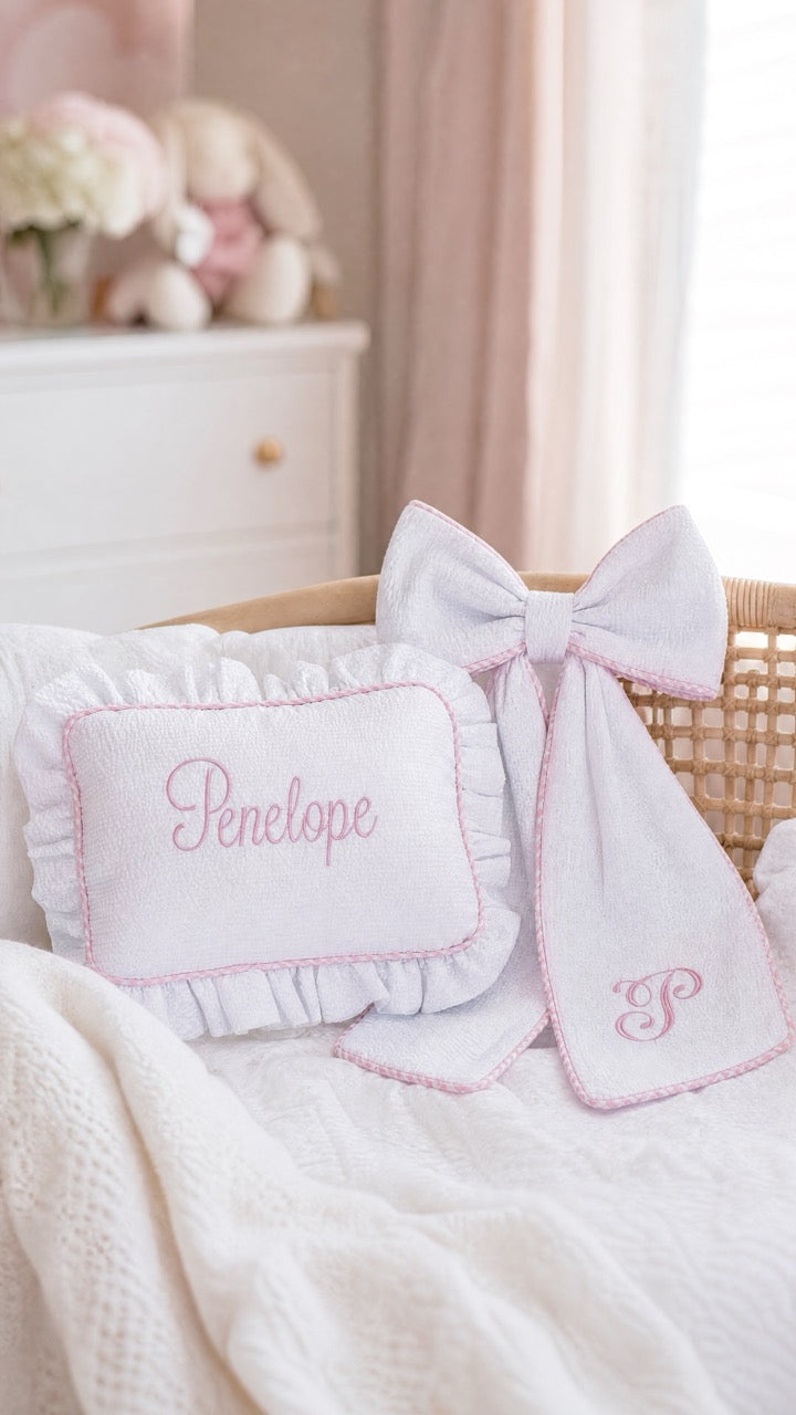 Baby Name Keepsake Pillow with removable insert shown