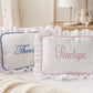 Baby Name Keepsake Pillow with gingham trim, front view